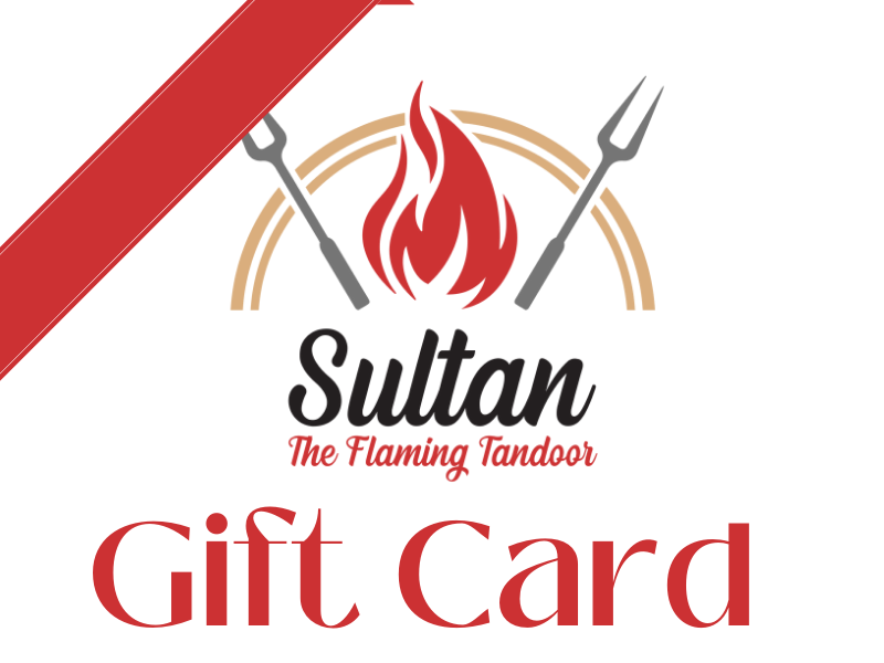 A beautifully presented gift card for Sultan restaurant in Sherwood, OR